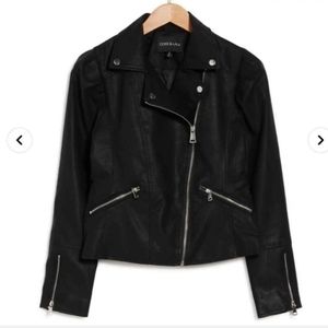 NWT • Ookie & Lala • Faux Leather Black Moto Jacket Asymmetrical Zip Small